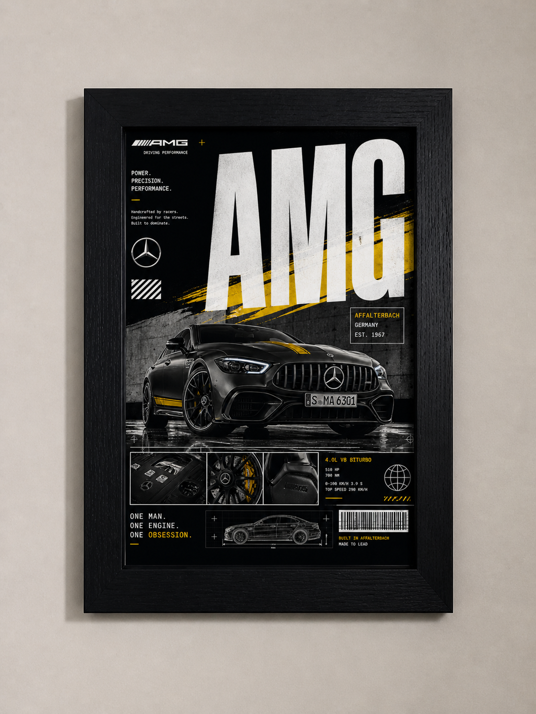 Mercedes AMG Yellow Poster